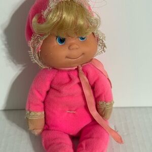 Vintage 1970's Mattel Baby Beans with Pink Pajamas, Blue Eyes Bean Bag Body